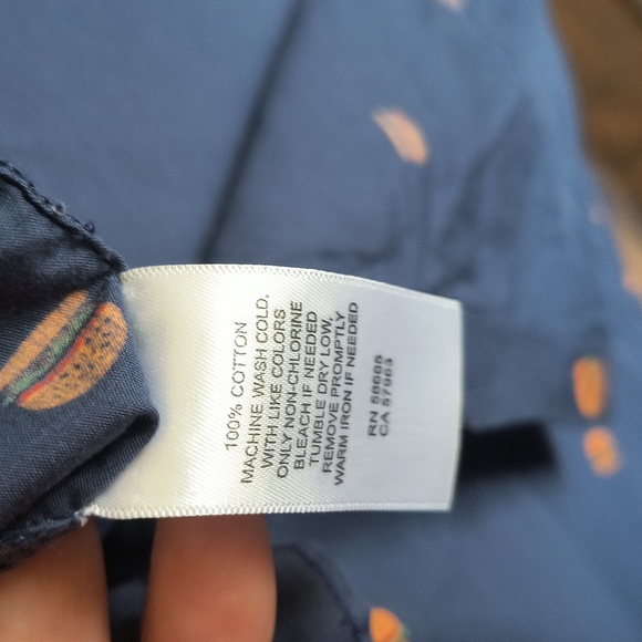 Abound Novelty Hamburger Print Navy Blue Short Sleeve Button up Shirt Large Men - Picture 8 of 13